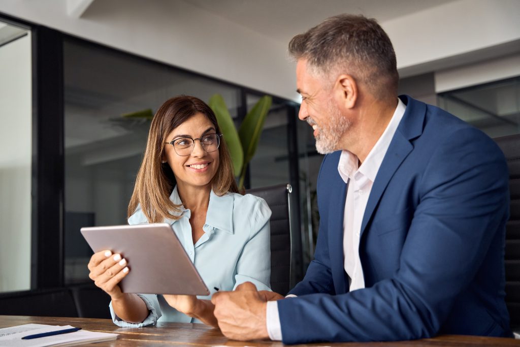 woman-man-tablet-working